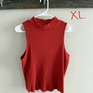 Old Navy Red Ribbed Crop Tank Top